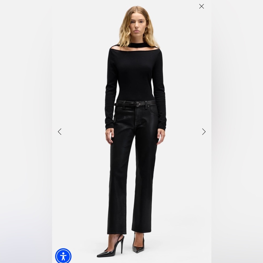 7 For All Mankind High Waist Slim Kick Jeans – Black Coated – Size 30